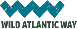 Logo for the Wild Atlantic Way, featuring a wavy blue line above bold text that reads WILD ATLANTIC WAY, capturing the vibrant spirit of Galways Westend.